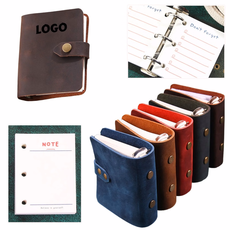 Leather A9 Mini Binder Refillable Notebook