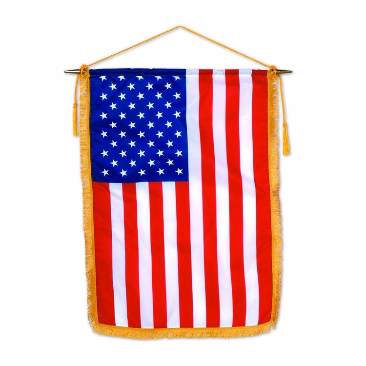 U.S. Classroom Banner - 16" x 24" - Fringe - 24" Staff