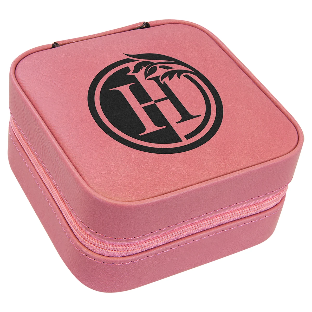 4" X 4" Pink Leatherette Travel Jewelry Box 1