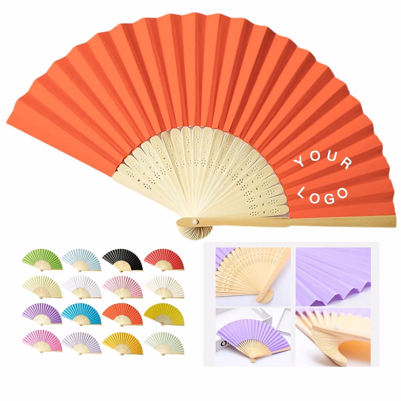 Decorative Bamboo Paper Fan with Silkscreen Printing