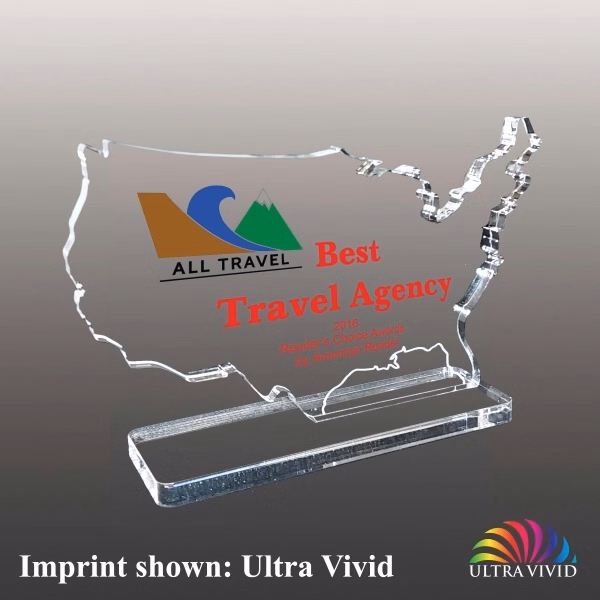 America (USA) Shaped Acrylic Award - Ultra Vivid Color