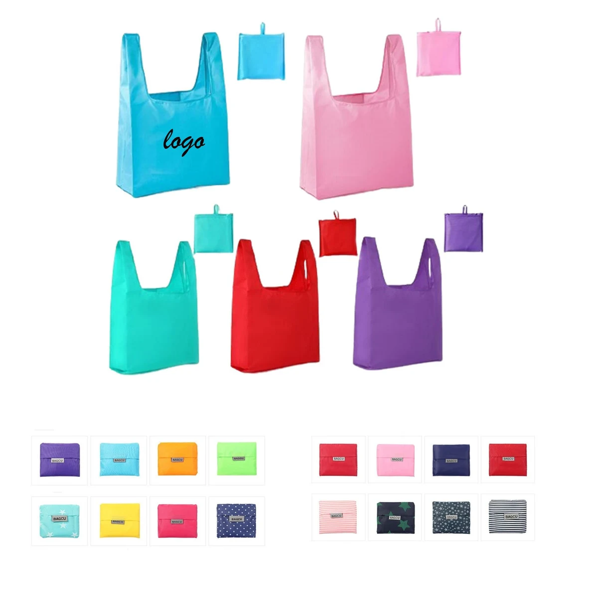 Portable Folding Grocery Tote Bag, custom tote bag with logo imprint 1
