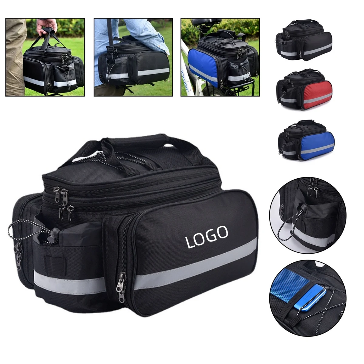 Bike Rear Rack Bag Bicycle Trunk Bag 27L with Rainproof Cover 1