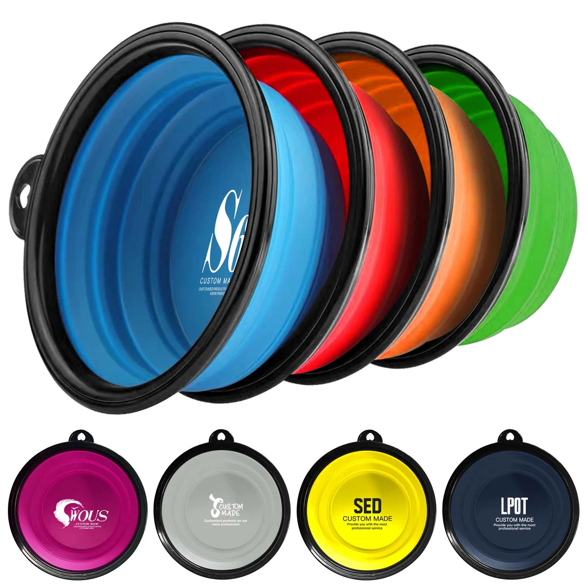 12OZ Collapsible Silicone Pet Bowl With Carabiners 1