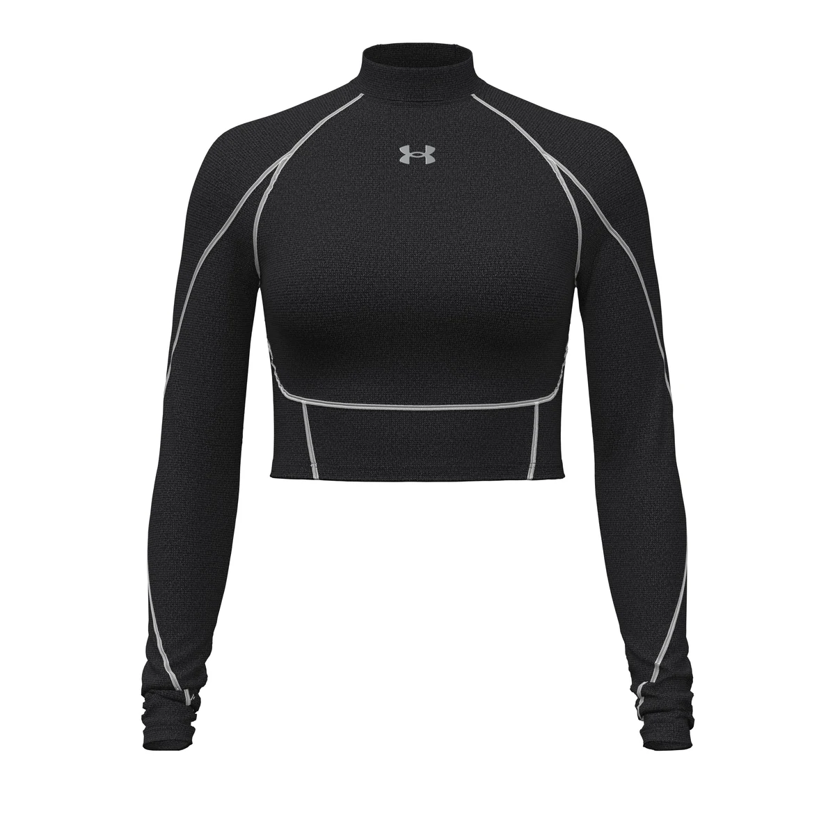 HeatGear Elite Women's Crop Mock Long Sleeve, custom athletic wear with logo imprint 1