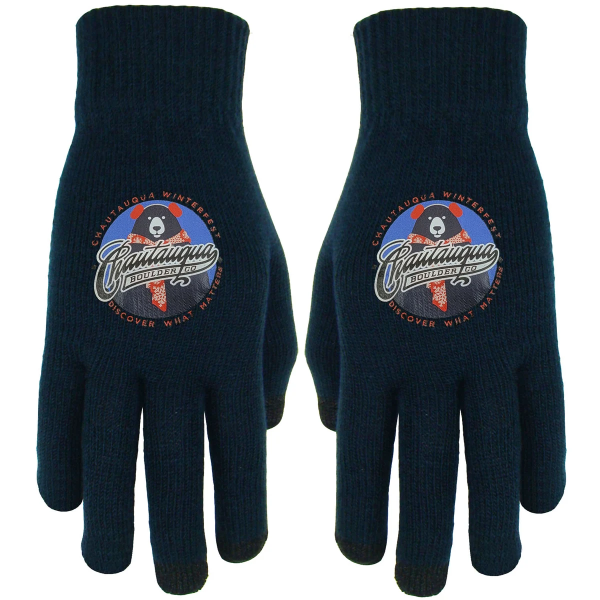 3 Finger Text Gloves with Oversized DTF on Top of Hand 1