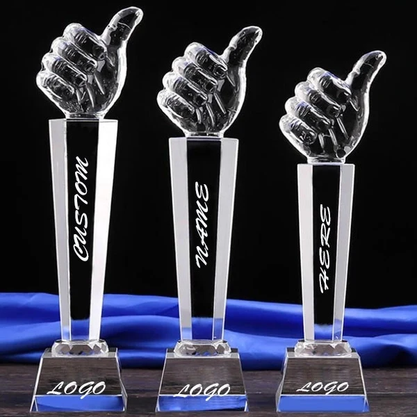 Crystal Thumbs Up Trophy 1