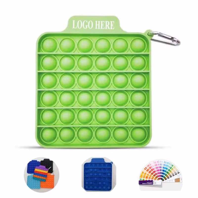 Square Bubble Fidget Sensory Toy With Carabiner