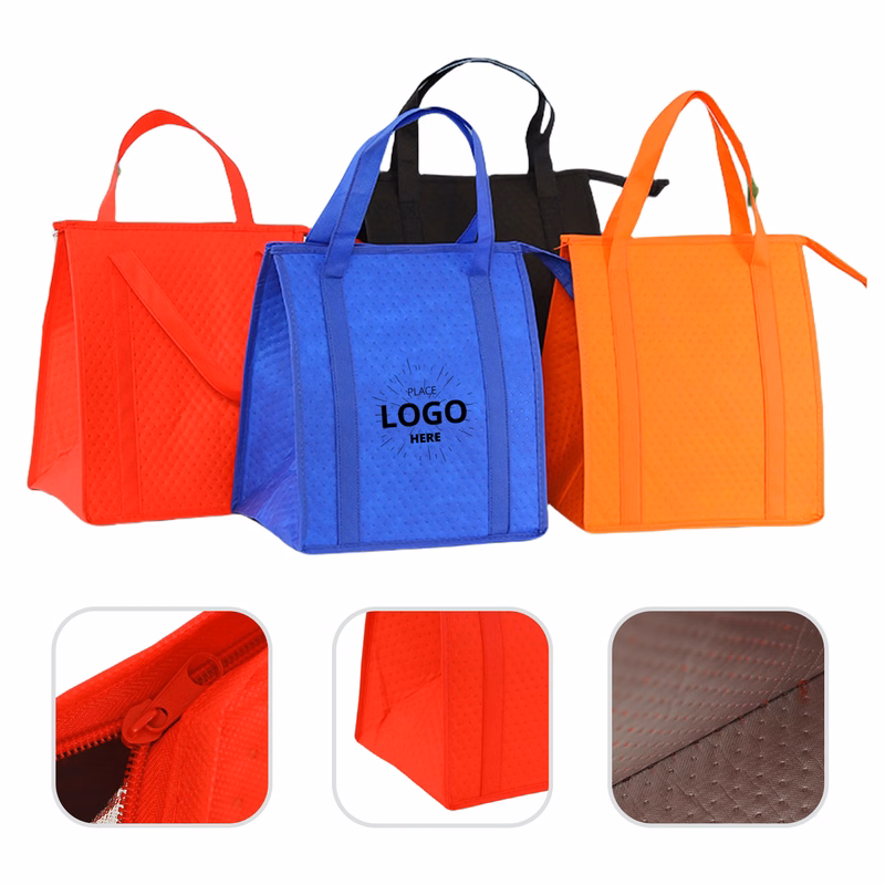 Insulated Grocery Cooler Tote Bag w/ Zipper Closure