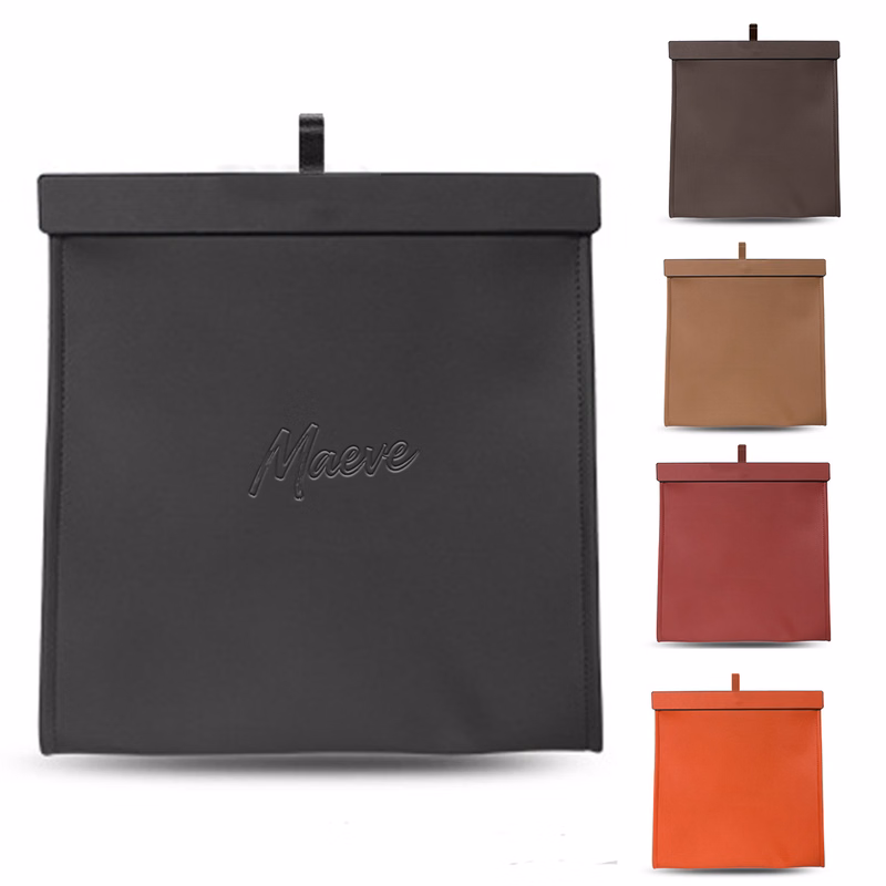 PU Leather Car Hanging Trash Bag