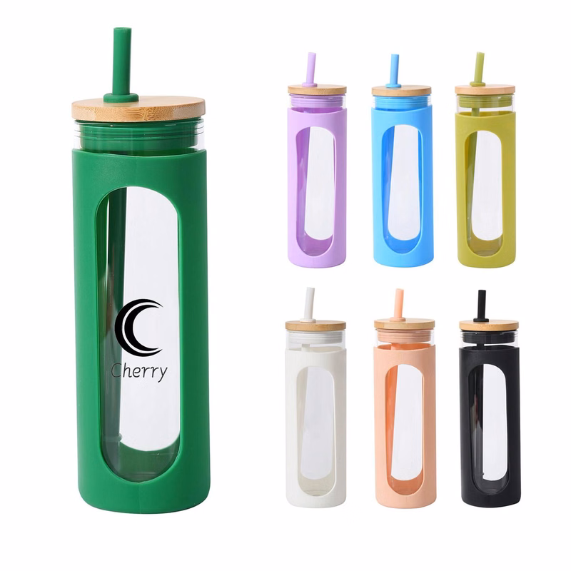 20Oz Glass Water Tumble With Straw And Lid