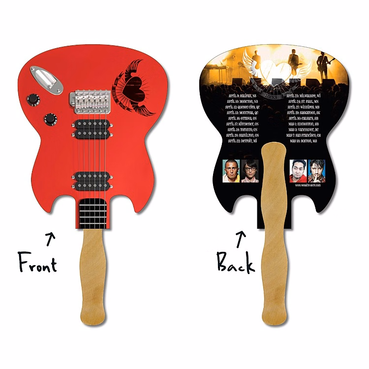 Hand Fan - 6.5x8 Laminated Guitar Shape Laminated - 14 pt.