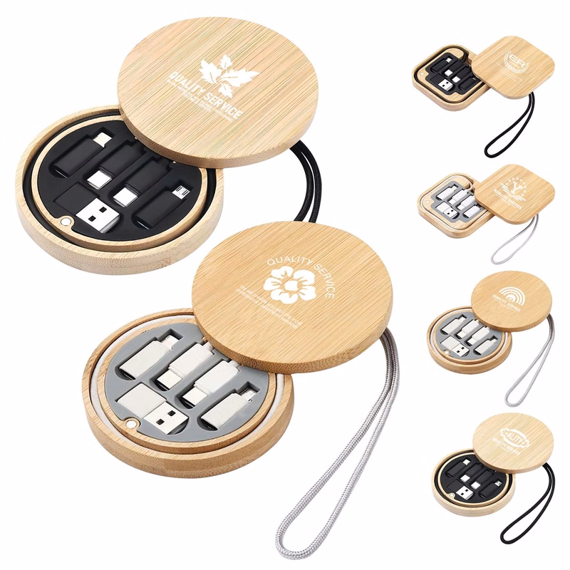 Bamboo Data Cable Storage Box