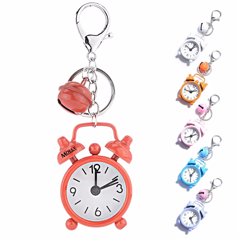 Mini alarm clock cartoon keychain