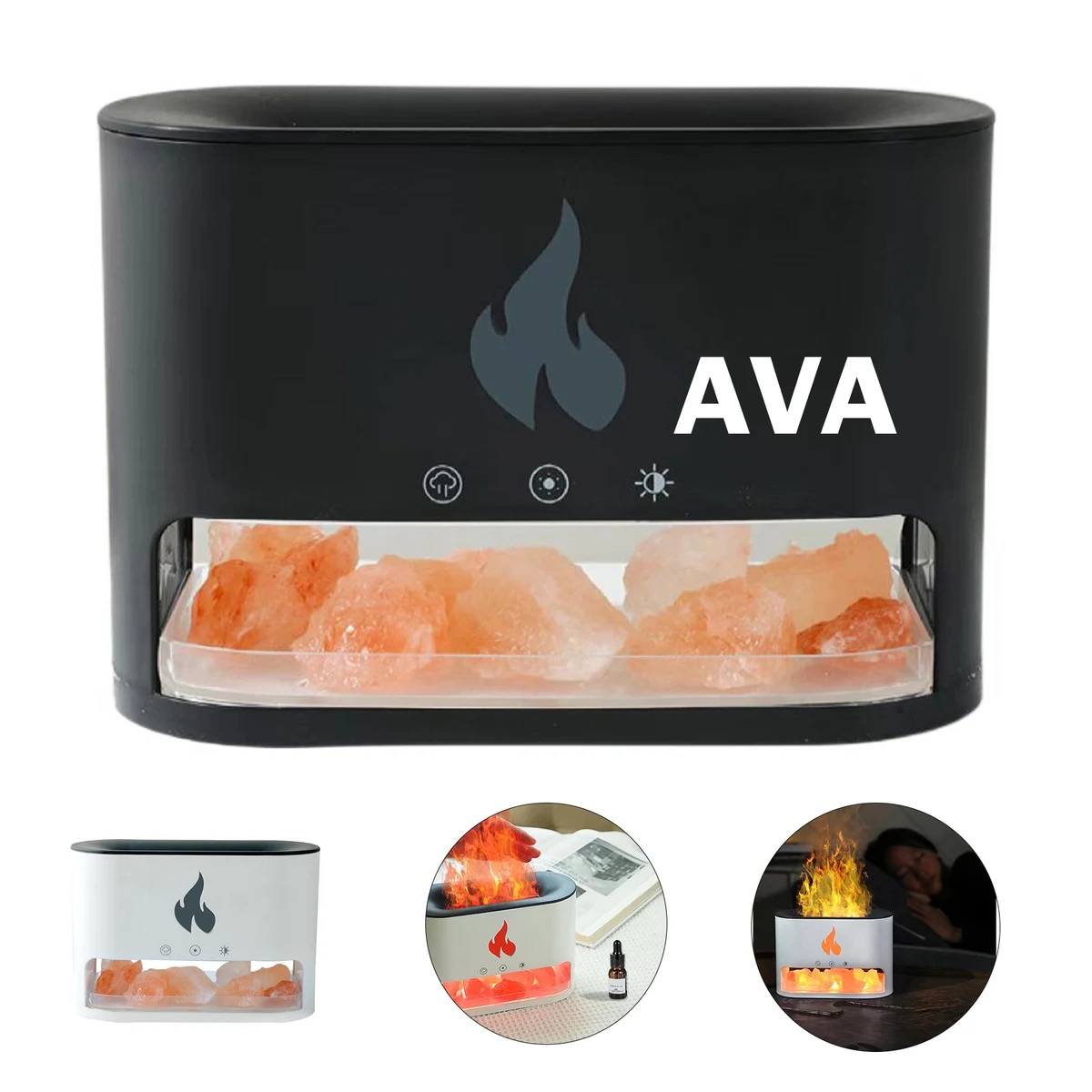 Office Home Essential Oil Rock Light Craft Flame Humidifier 1