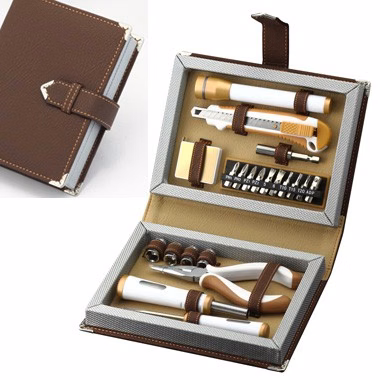 Deluxe Executive Tool Set in Leatherette Book Case