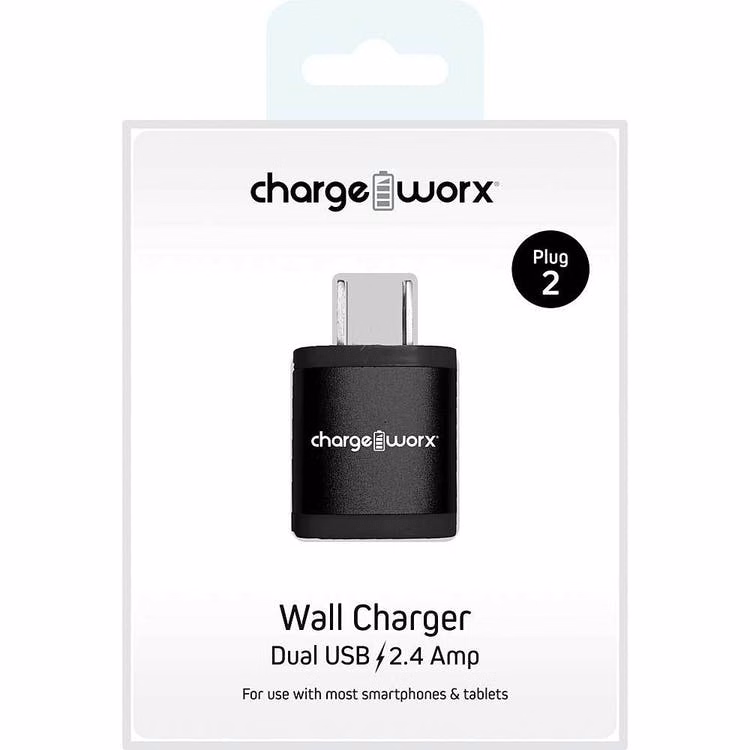 Dual USB Wall Chargers - Black 2.4 AMP