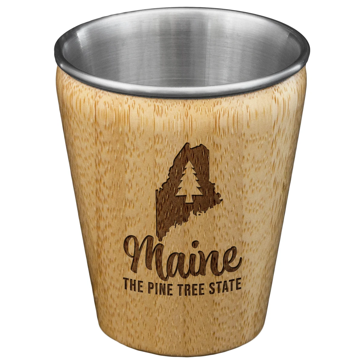 Maine State Bamboo and Stainless Steel Shot Glass 1