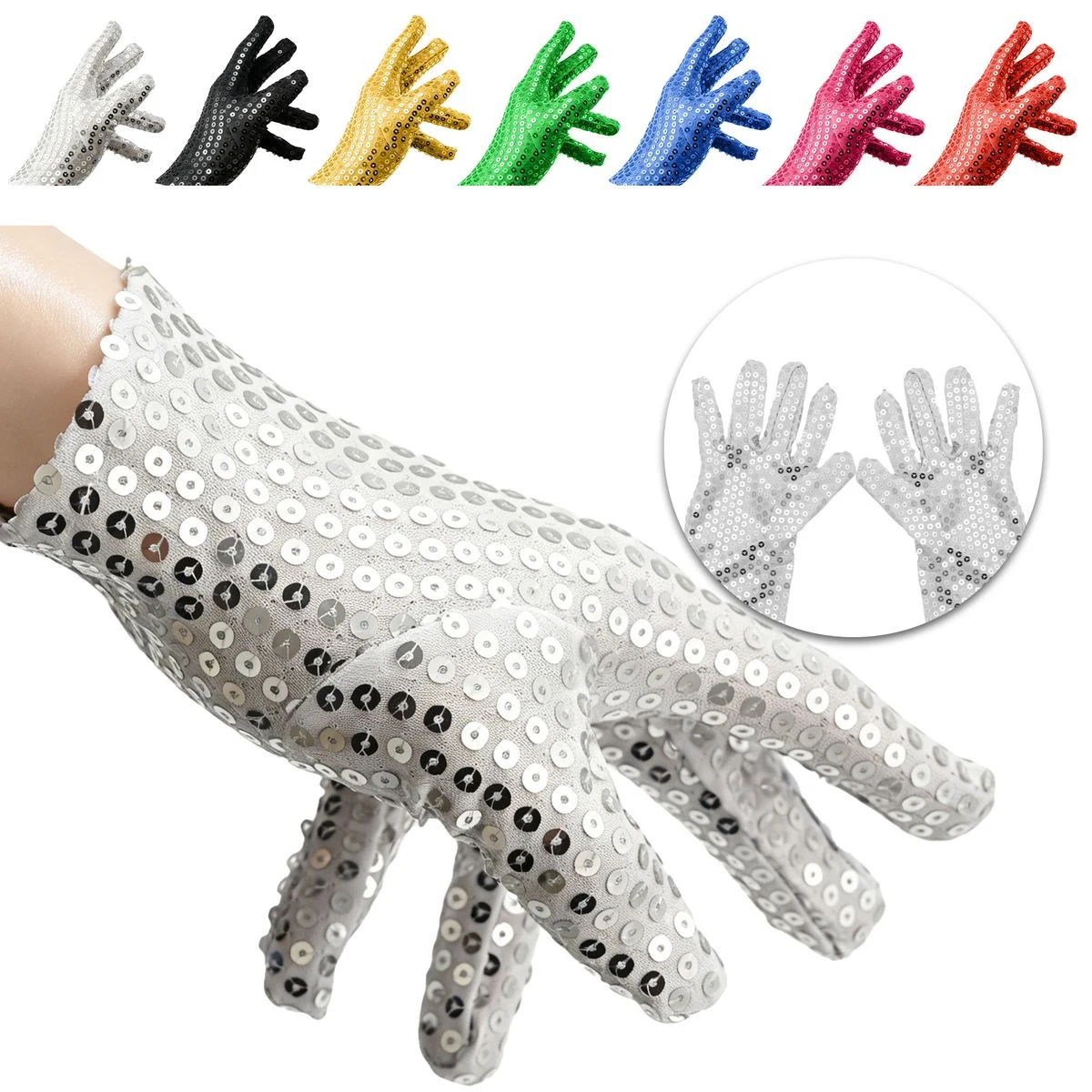 Sequin Shimmer Stage Gloves for Performance Events 1