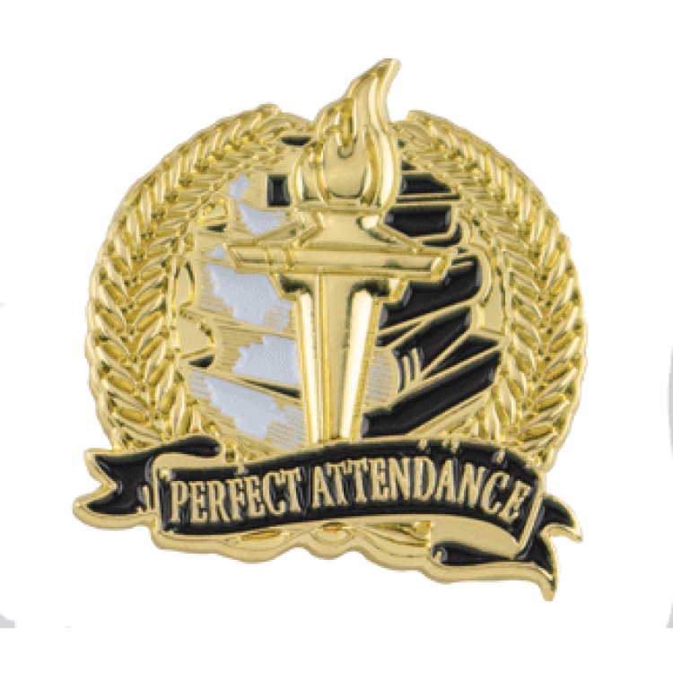 Academic Lapel Pin- Perfect Attendance (1-1/8")