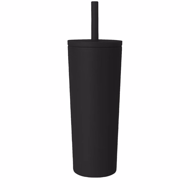 Unbranded 24 oz Double Wall Tumbler with Plastic Straw