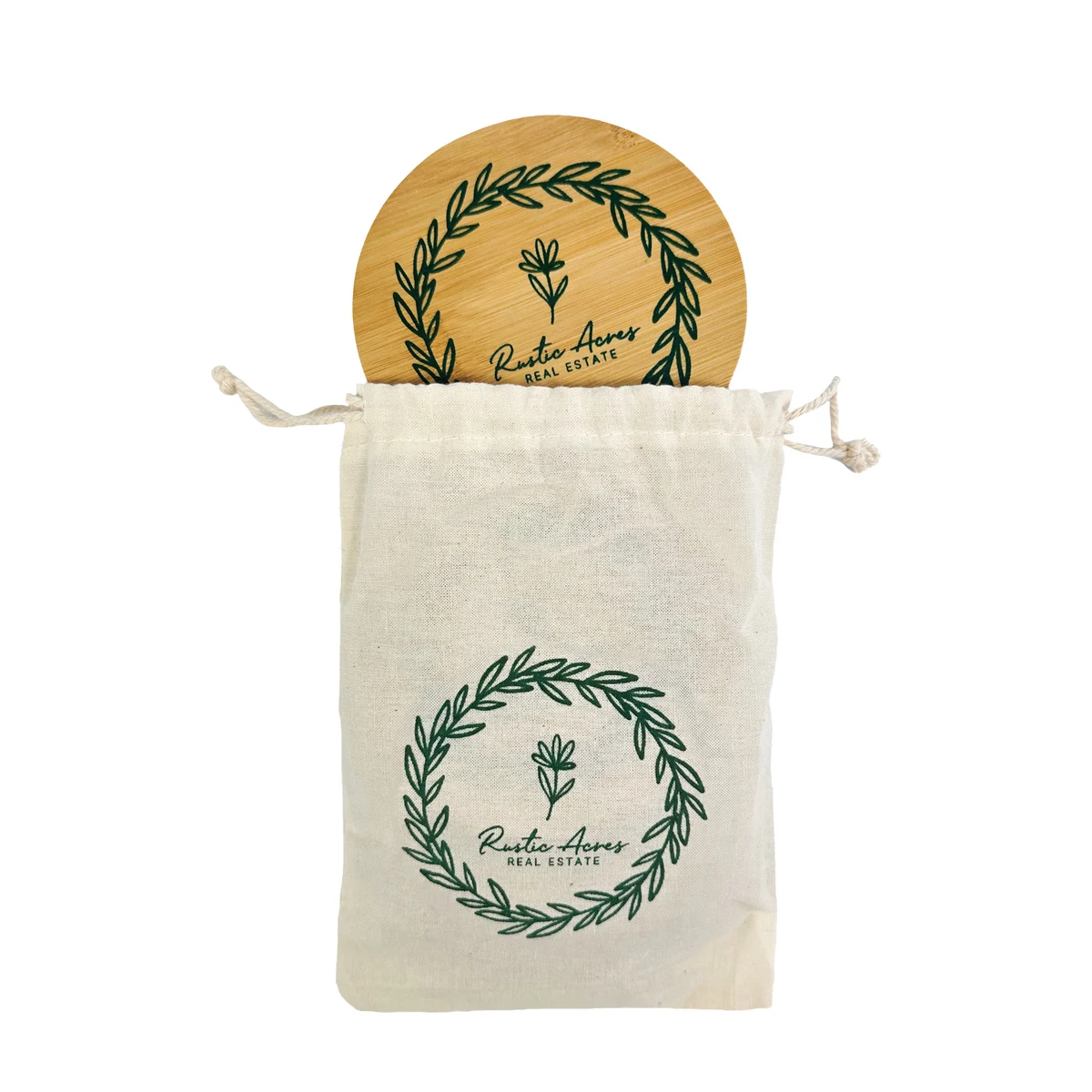 Bamboo Coaster Set w/ Storage Bag - 1 Color 1