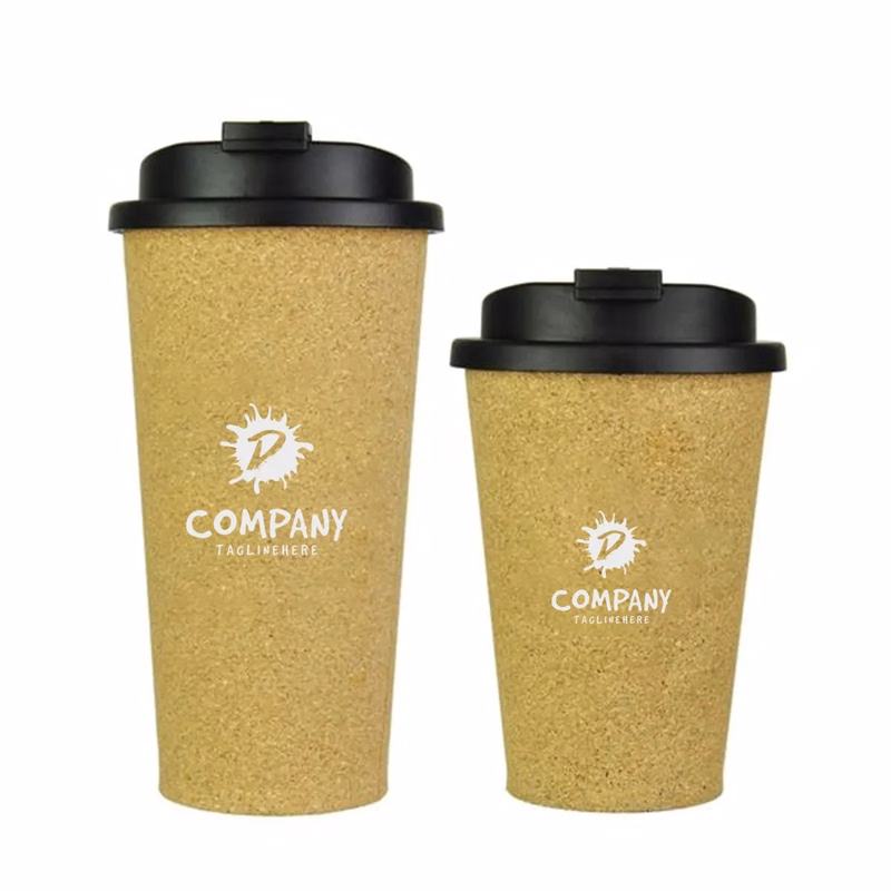 Custom Cork Take-Out Size Coffee Mug With Lid 12Oz 16Oz