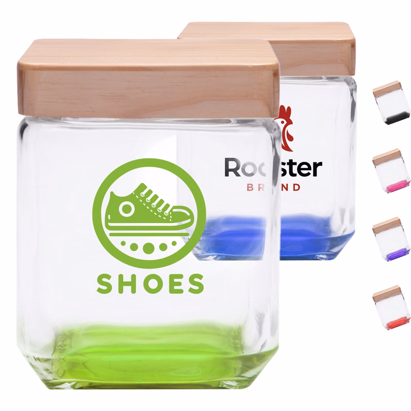 41 oz. Candy Jars Square Glass  with Wooden Lid