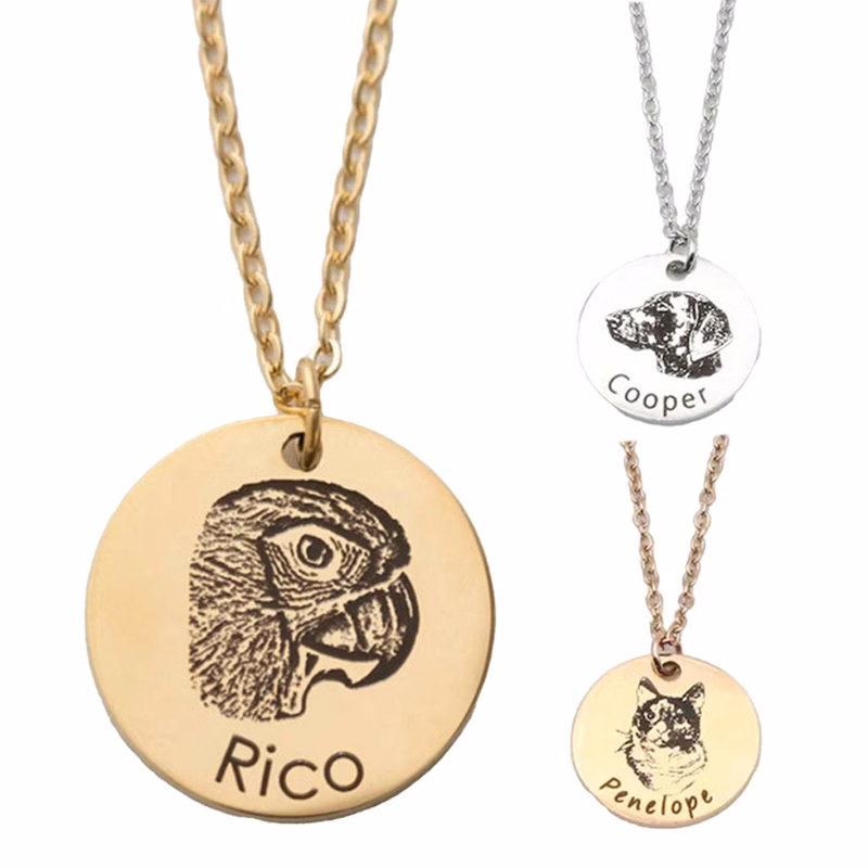 Custom Stainless Steel Pet Portrait Necklace