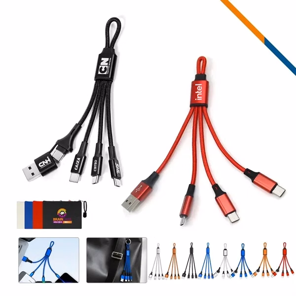 Custom Aluminum Keychain 3in1 Fast Charging Cable — Compact Multi-Device Office Charger