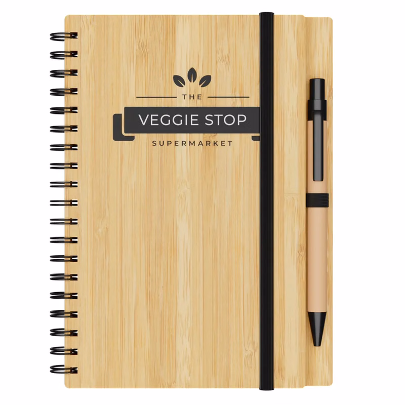 Small Engraved Bamboo Notebook & Pen
