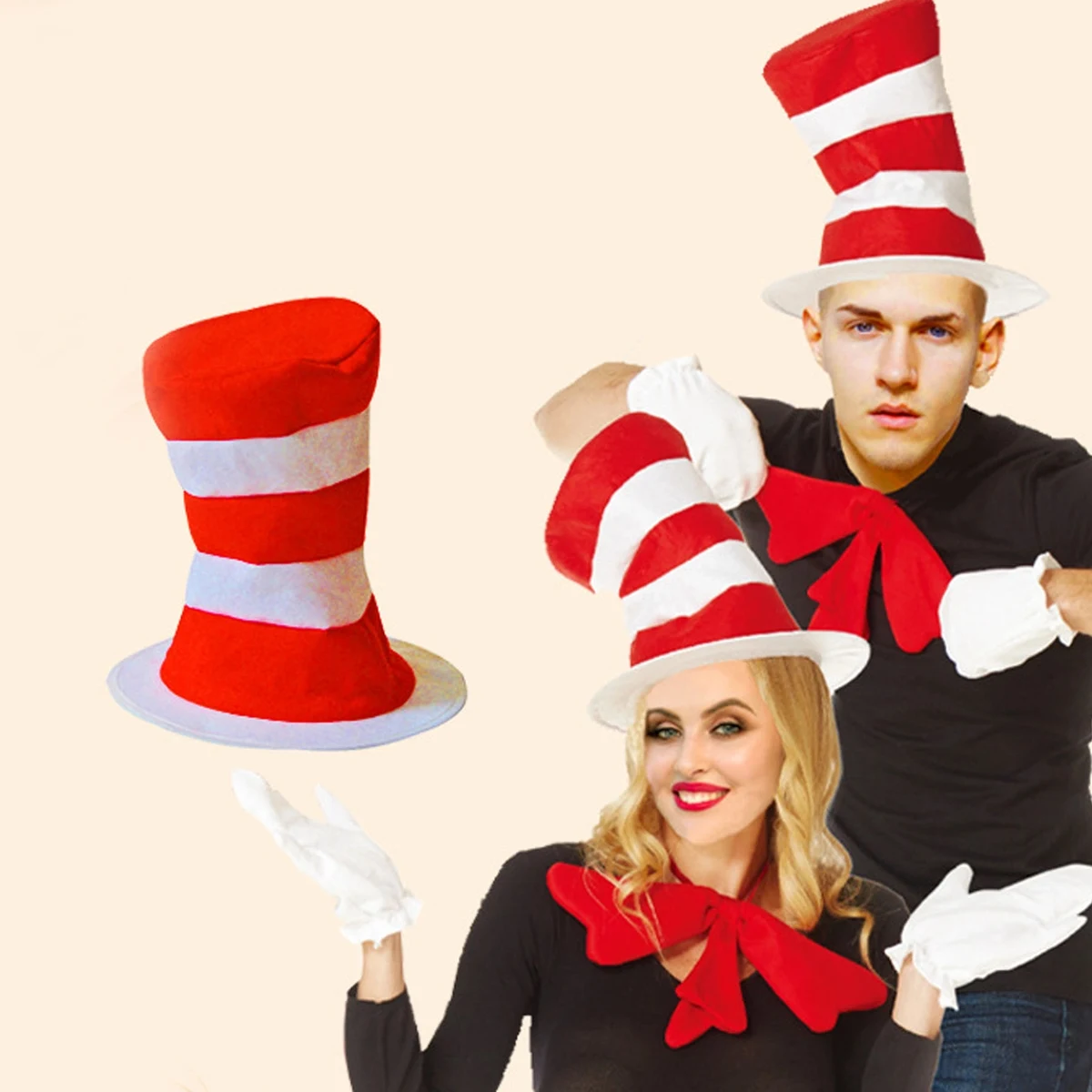 festive Hat Red / White Stripes 1