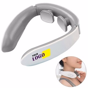White Electric Pulse Neck Massager With Magnetic Electrode Pads