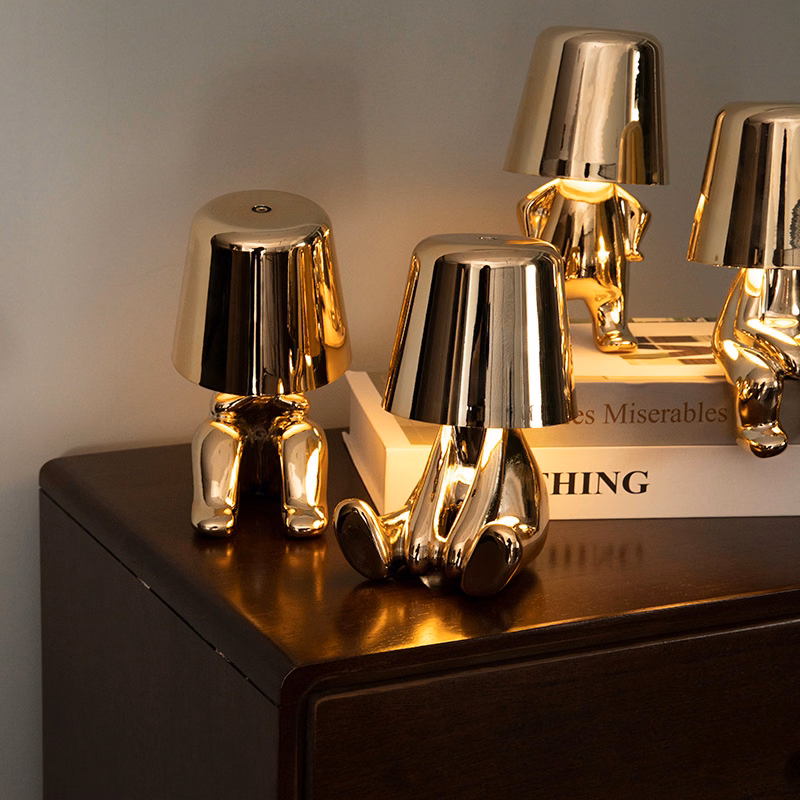 Creative touch control golden man table lamp for home decor