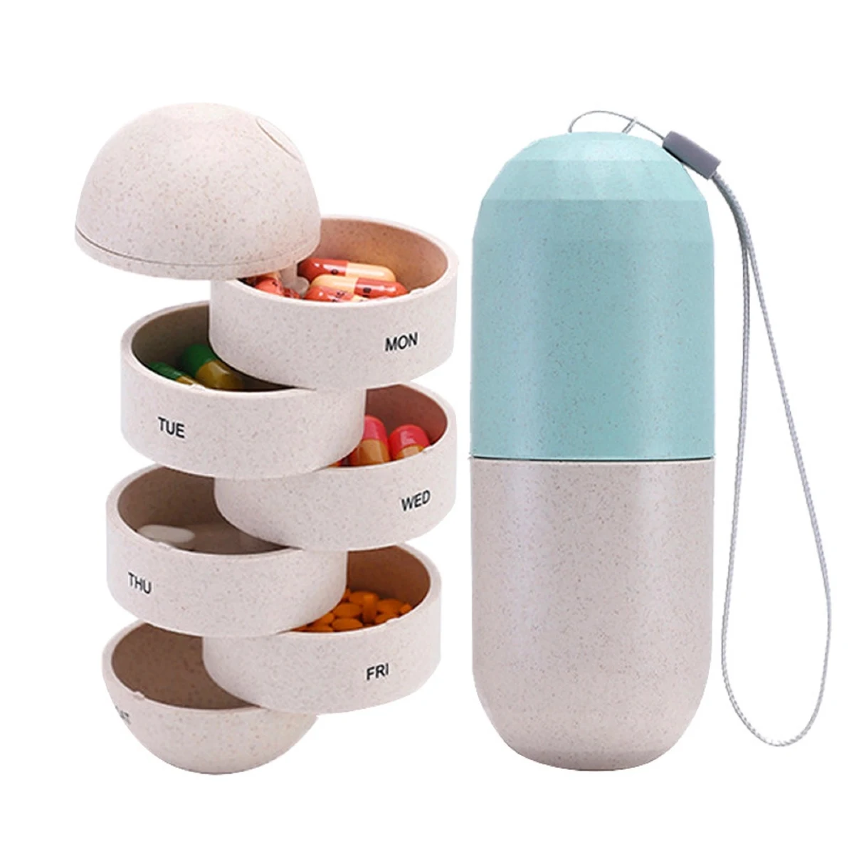 Capsule Shaped 7 Layer Storage Pill Box 1