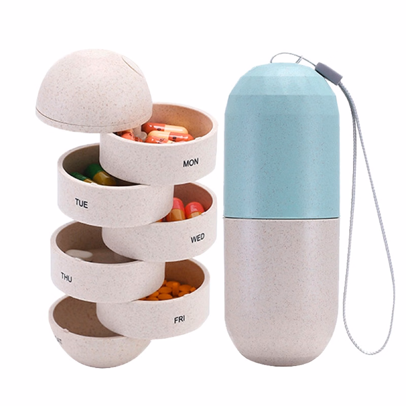 Capsule Shaped 7 Layer Storage Pill Box