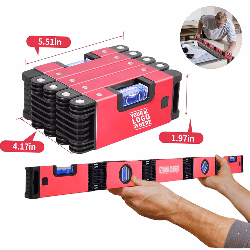 28'' Folding 5 Sections Multifunctional With Easy-Read 45/90/180 Level Bubbles Measurement Tool