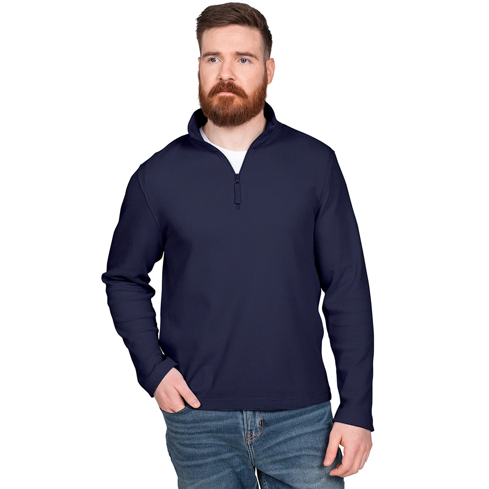 Men’s Lightweight Waffle Quarter Zip Pullover, custom hoodie or sweatshirt with logo imprint 1