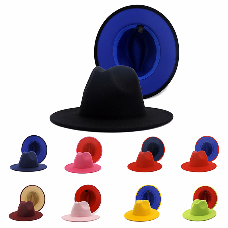 Womens & Mens Two Tone Wide Brim Fedora Hats