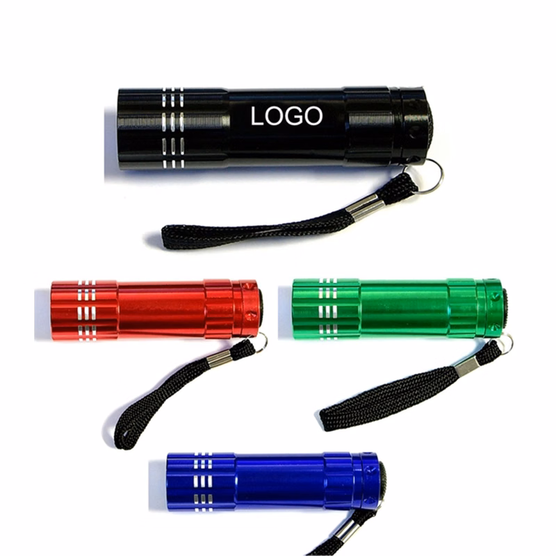 Aluminum 9 Bright White Bulbs Flashlight With Batteries