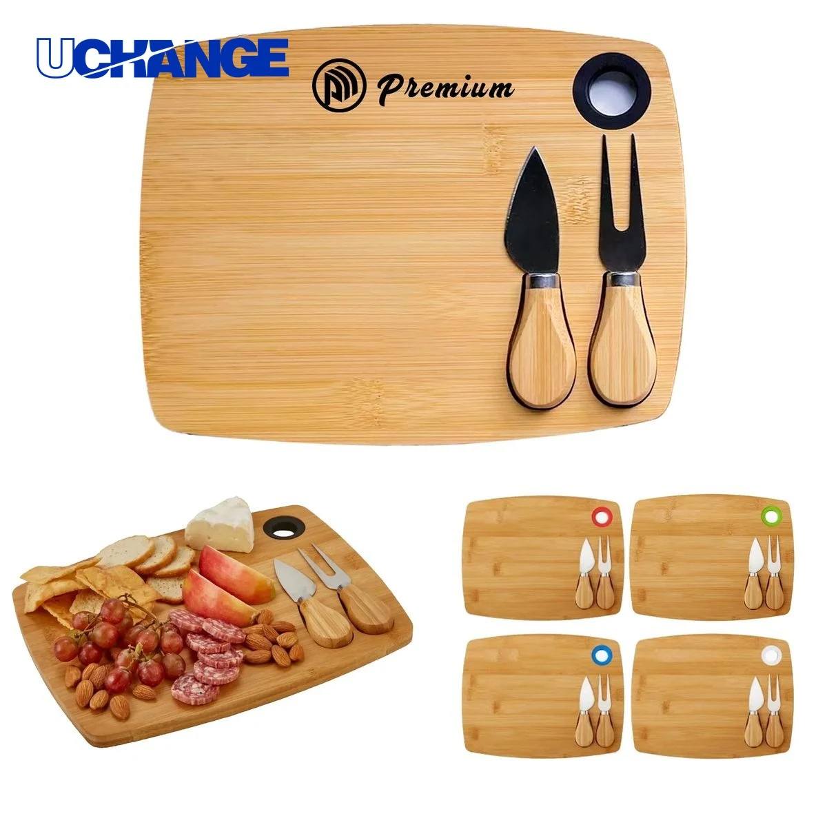 Bamboo Cheese Board Knife Set for Kitchens 1