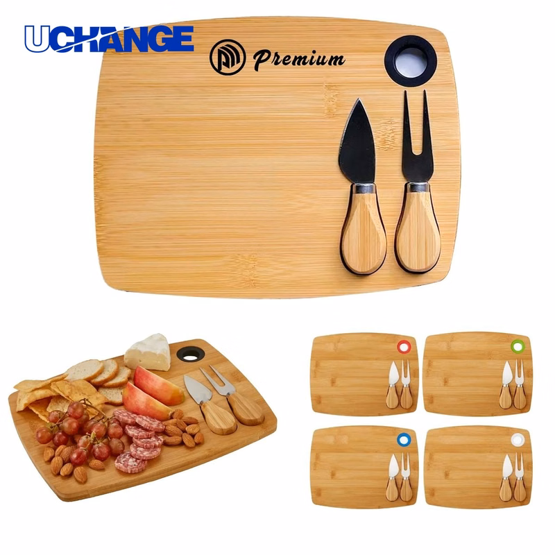Bamboo Cheese Board Knife Set for Kitchens