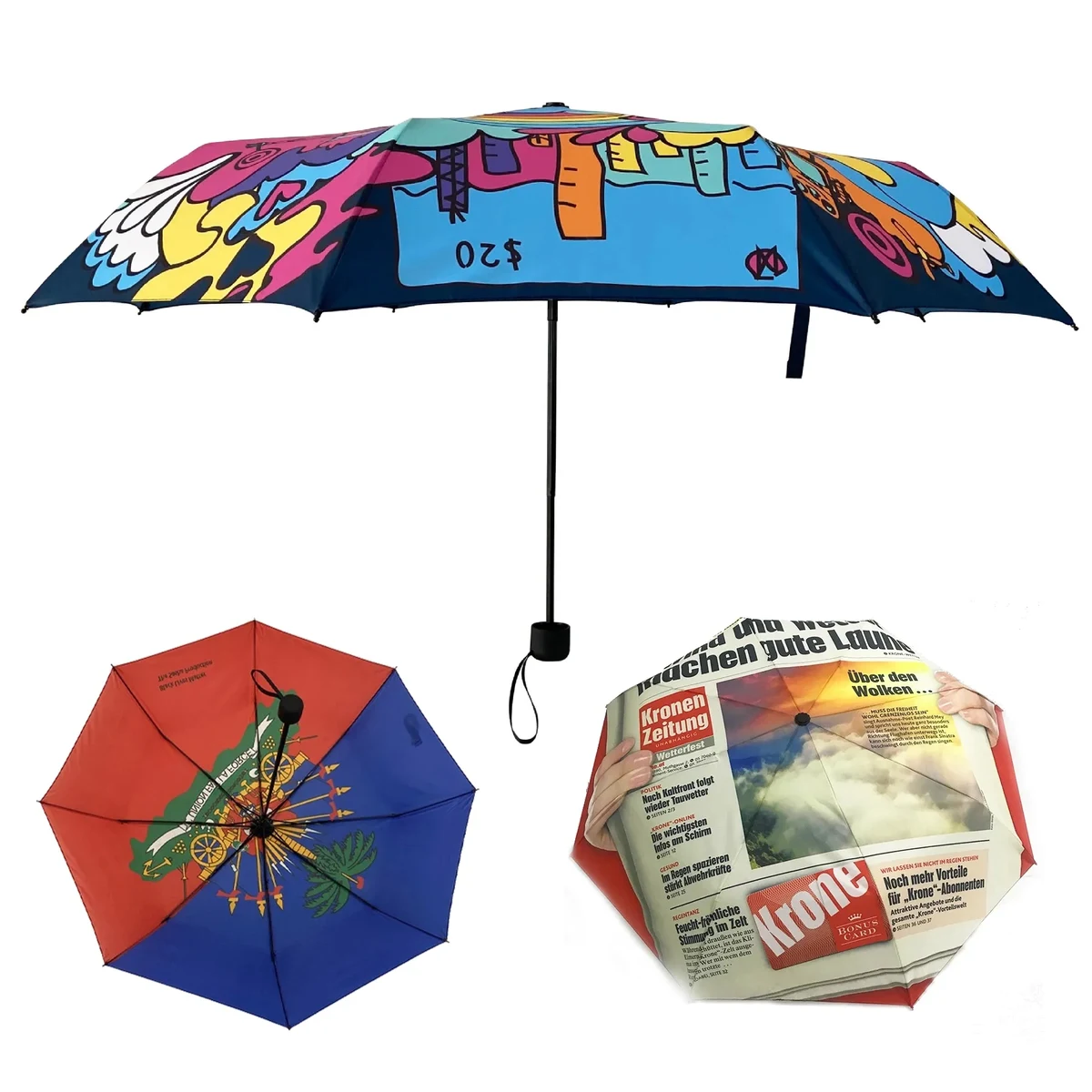Premium 42" Arc Full Color Folding Umbrella with Pouch 1