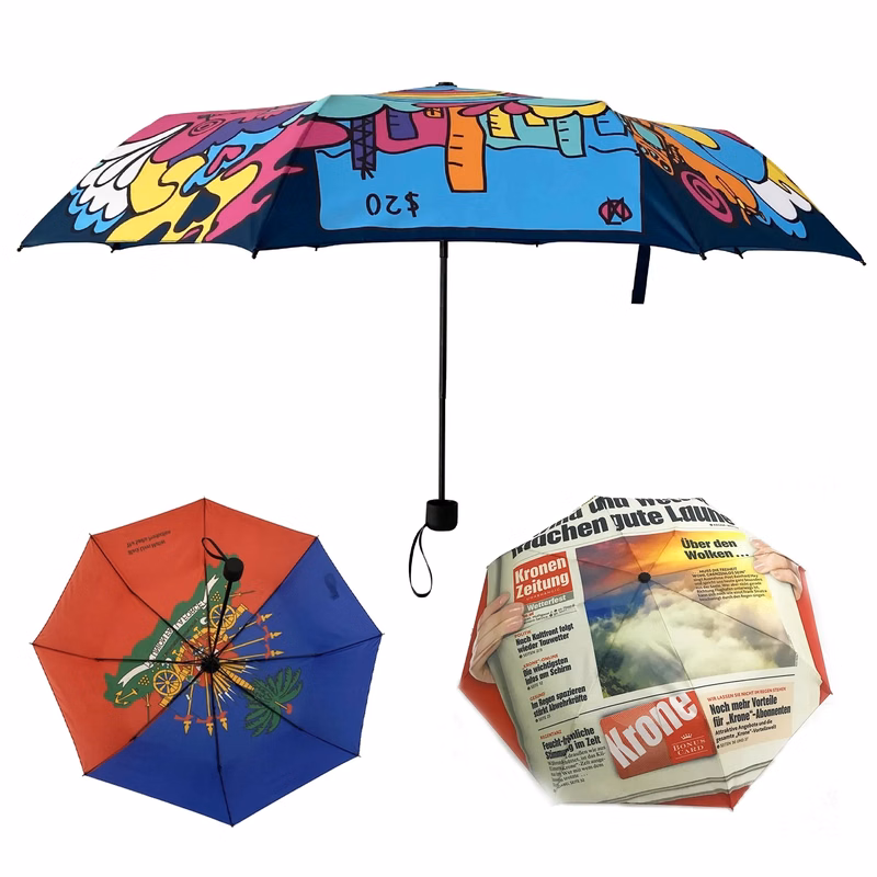 Premium 42" Arc Full Color Folding Umbrella with Pouch