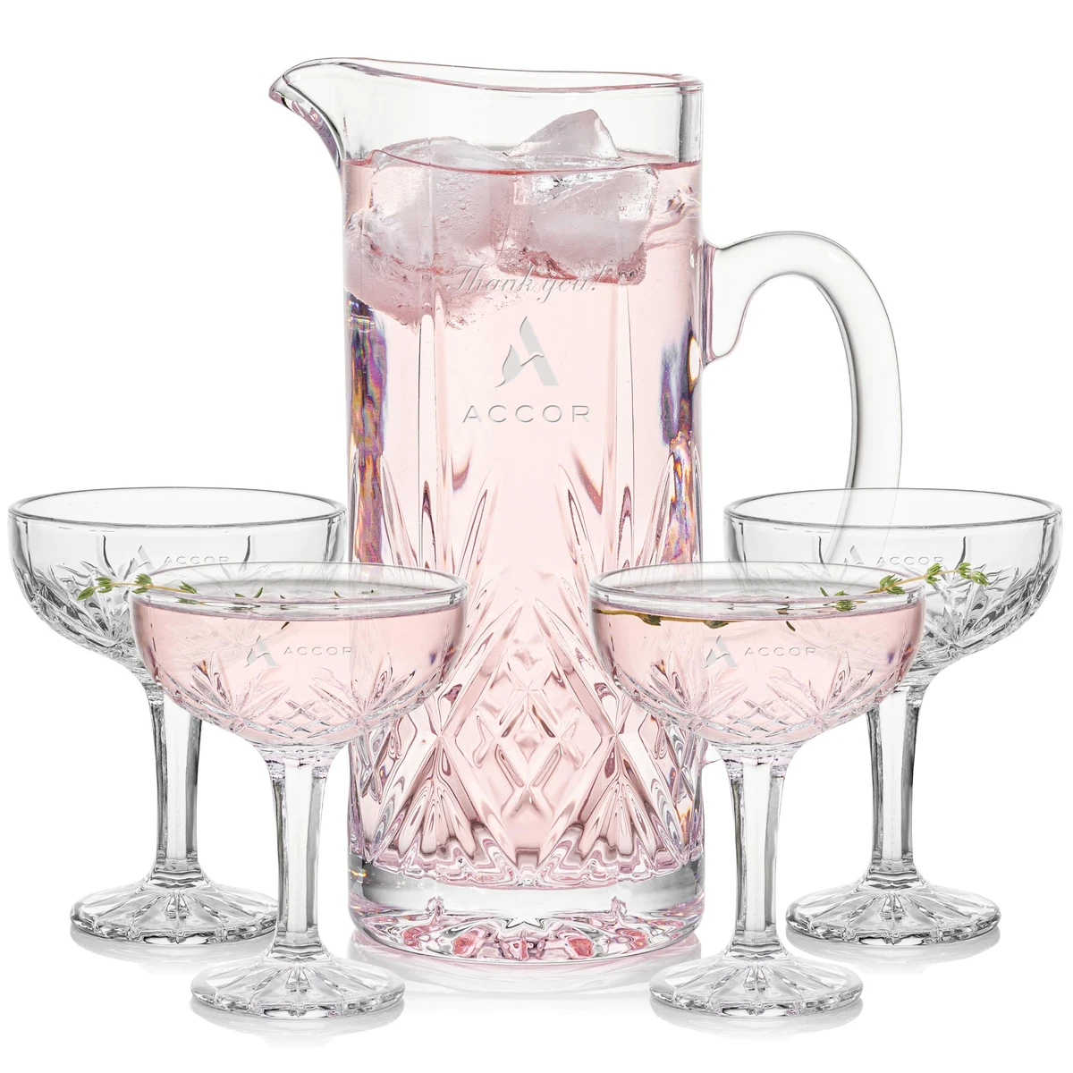Brinkley Pitcher & Cocktail Coupes Set 1