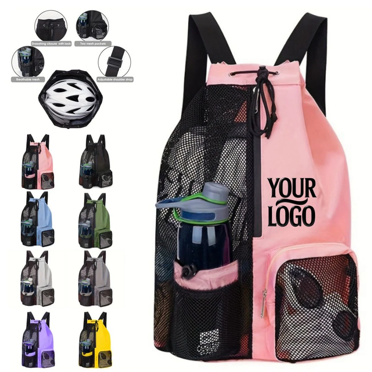 Beach Mesh Gym Backpack With Bottle Pocket 1