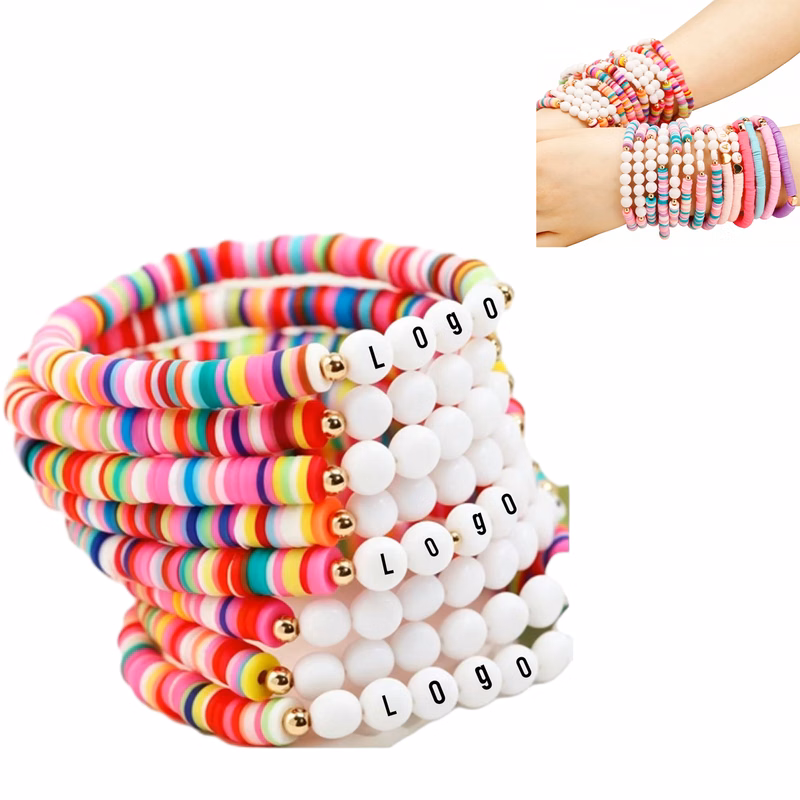 Polymer Clay Bracelet With Natural Stone Beads