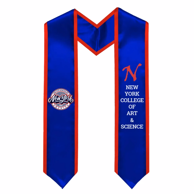 Printed Bridal Satin Graduation Stole with Trim - 80" x 5"