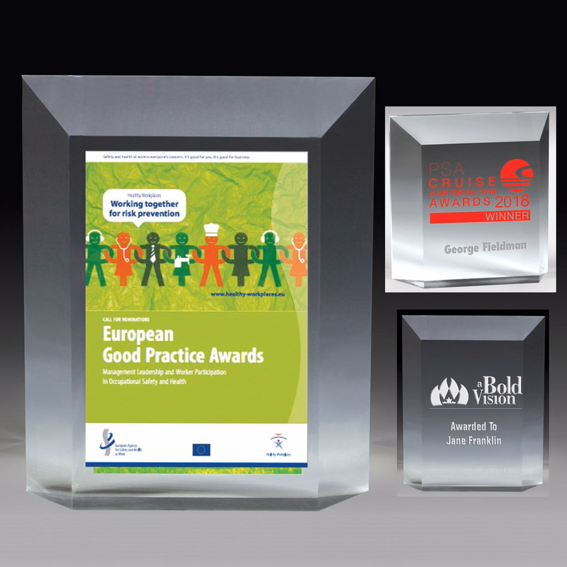 Beveled Elegant Freestanding Awards - 4 Color Process - (5" x 6" x 1¼")