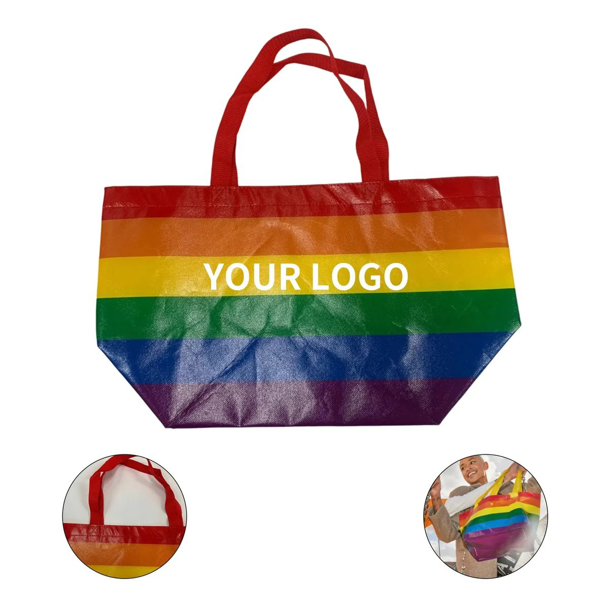 Non Woven Tote Bag Rainbow Laminated 1